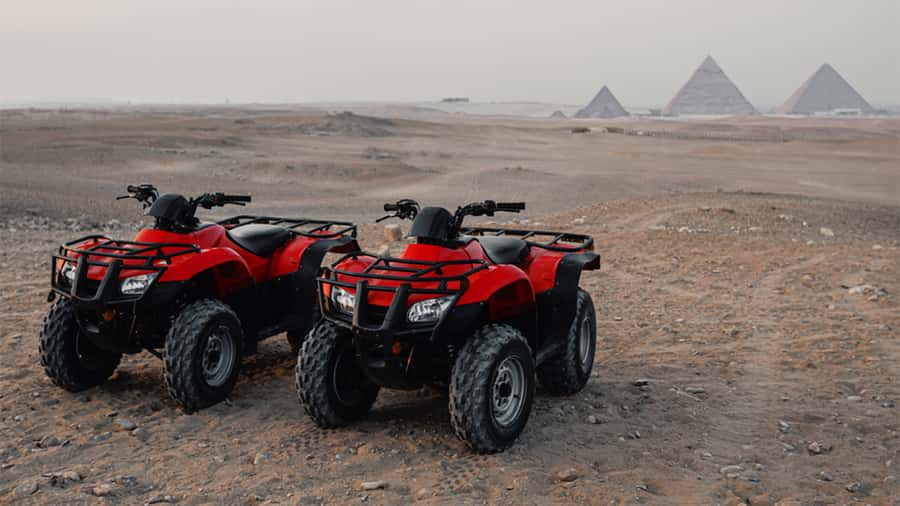 Cairo: Private Quad Bike Desert Tour with Pyramids & Sunset - Sunset pacing with camel time: the calm after the speed