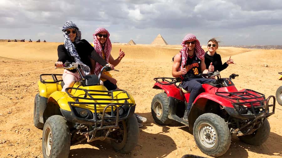 Cairo: Private Quad Bike Desert Tour with Pyramids & Sunset - Learning the quad bike basics in Giza desert