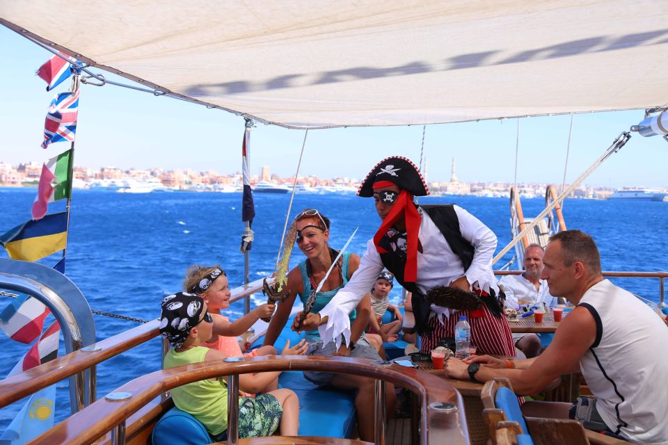 Sharm: Pirates Sailing Boat cruise with transfers & lunch - Kids and the pirate theme: fun when it lands, verify for younger kids